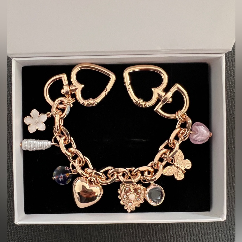 Free People Gold Heart Charm Bracelet
